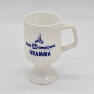 Vintage Walt Disney World Milk Glass Pedestal Mug Gramma